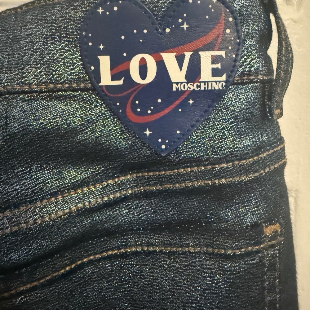 Love MOSCHINO size 26 stretch metallic skinny jeans